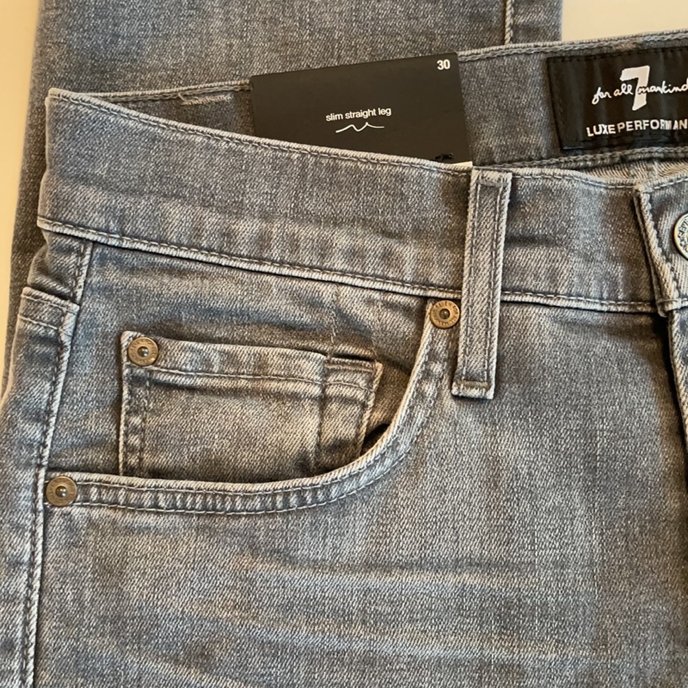 7 For All Mankind Jeans Slim Straight Leg Gray Size 30 NWT - Picture 5 of 17